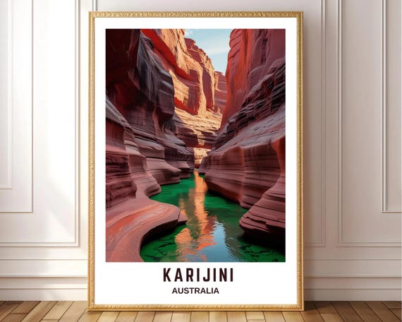 Karijini Gorge Wall Art Australia Landscape Poster Red Rock Canyon Print Nature Photography Decor Outback Travel