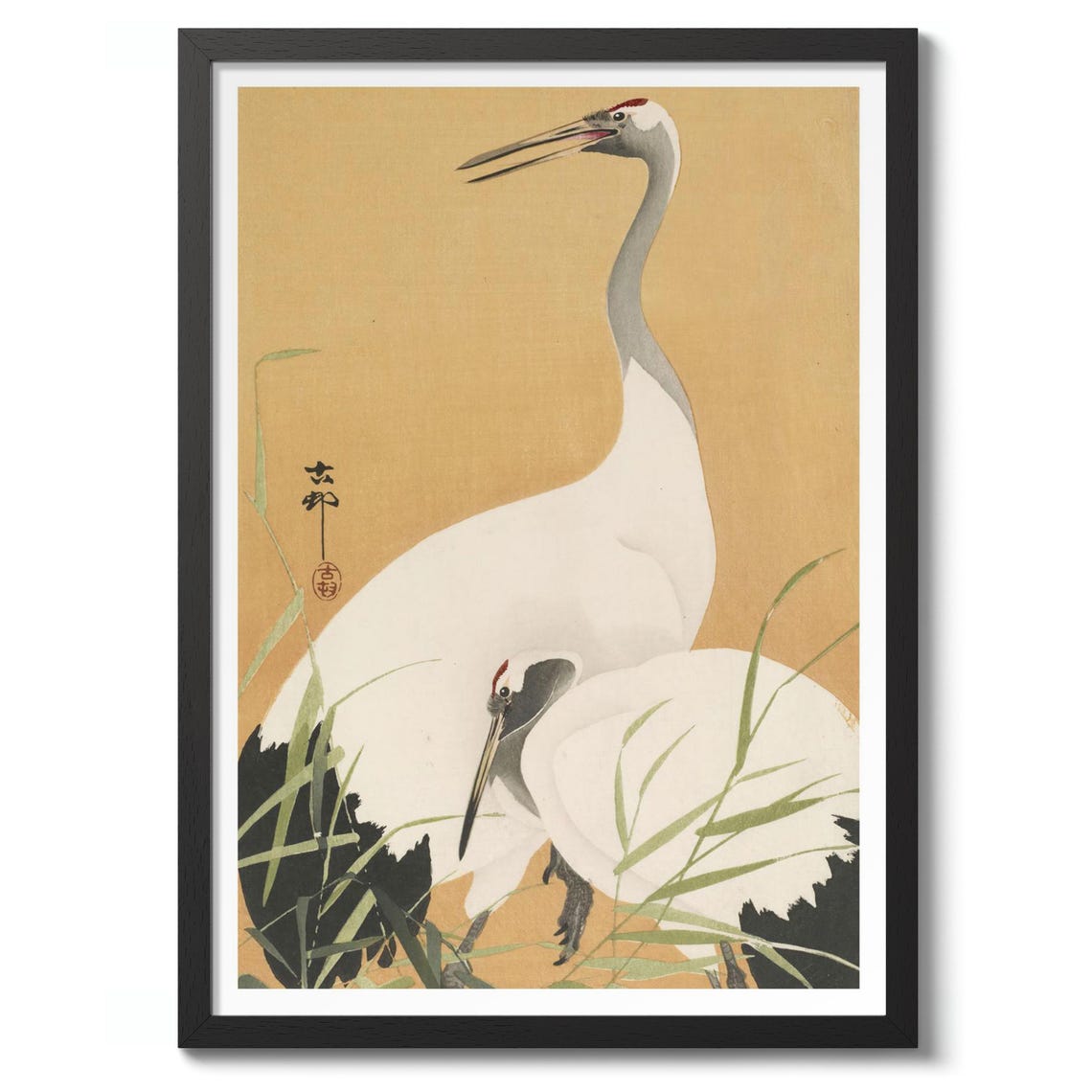 Ohara Koson Cranes Japanese Woodblock Bird Nature Art Poster