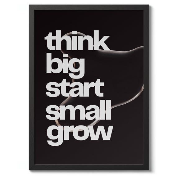 Think Big Print Typography Poster Modern Graphic Wall Art Inspirational Quote Decor Black And White Gift