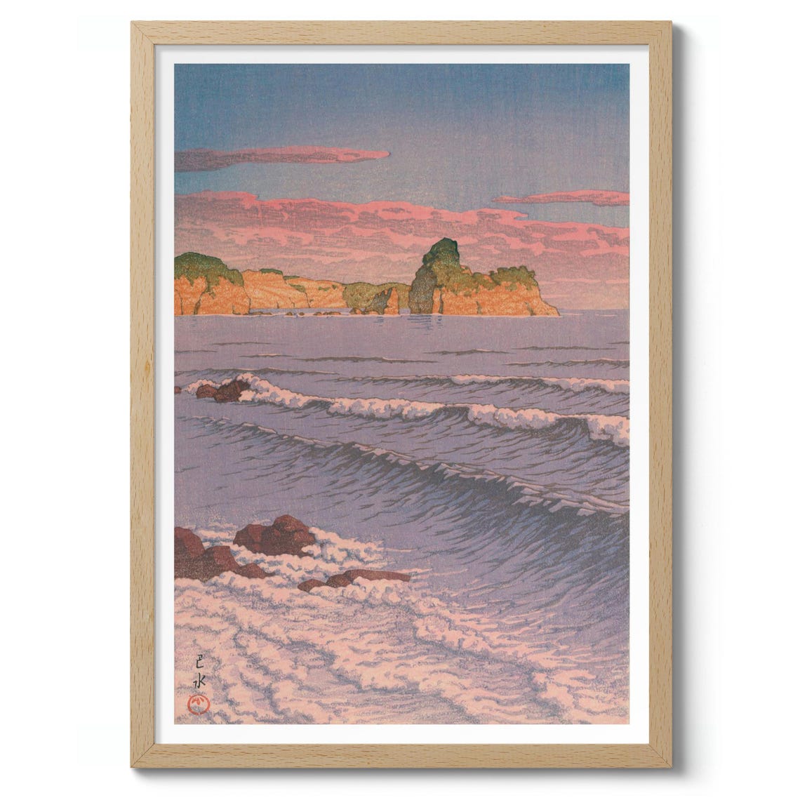 Morning Sea at Shiribeshi by Kawase Hasui Japanese Woodblock Poster