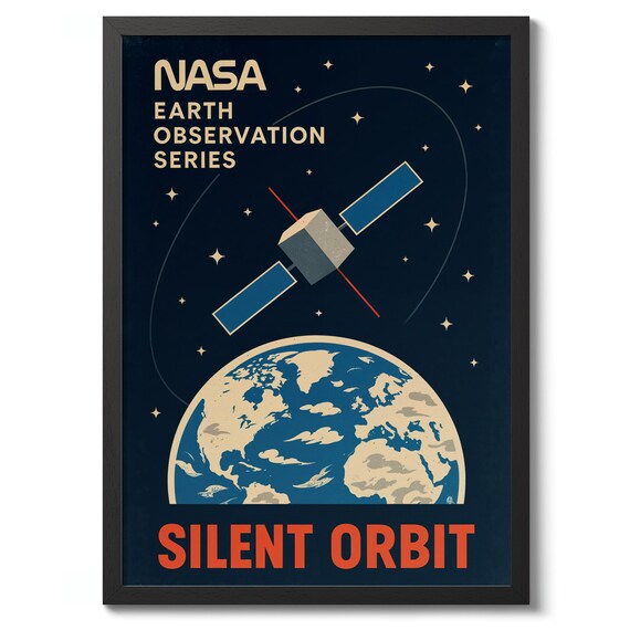 Silent Orbit NASA Earth Observation Series Retro Satellite Space Poster