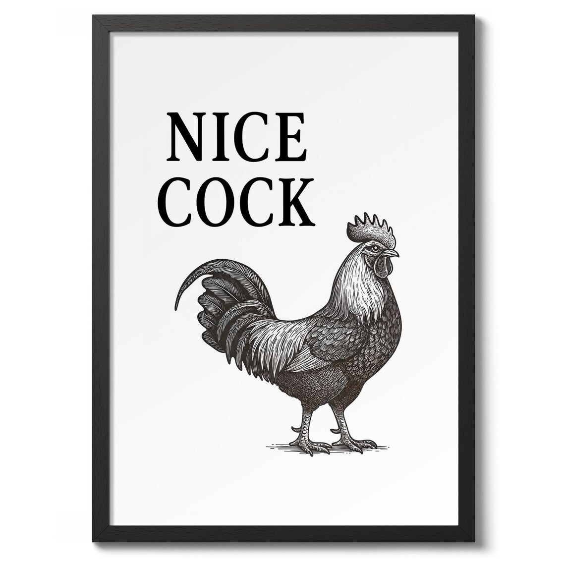 Nice Cock Typographic Bathroom Jokes Art Print