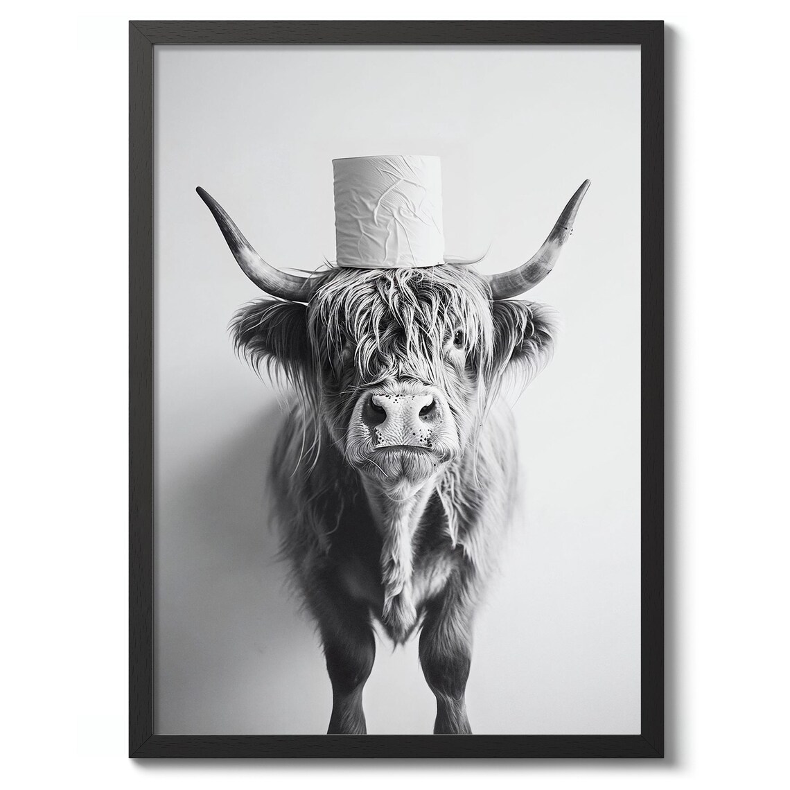Cowtastrophe Highland Cow With Toilet Roll Funny Bathroom Photo Poster