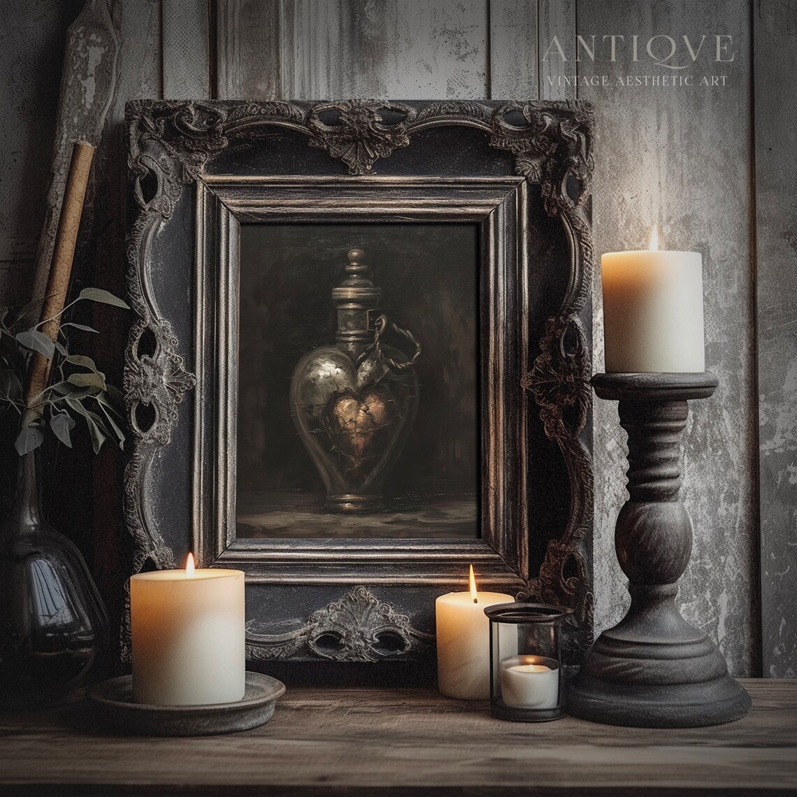 Gothic Apothecary Bottle Cracked Heart Dark Academia Oil Poster - Image 4