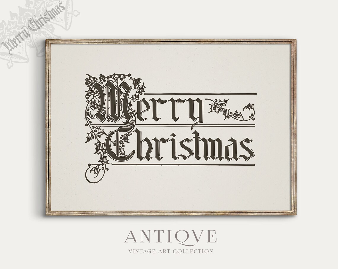 Vintage Merry Christmas Words Art Print