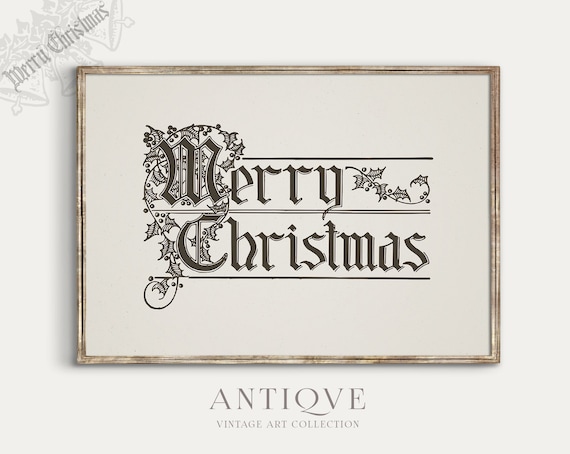 Vintage Merry Christmas Words Art Print