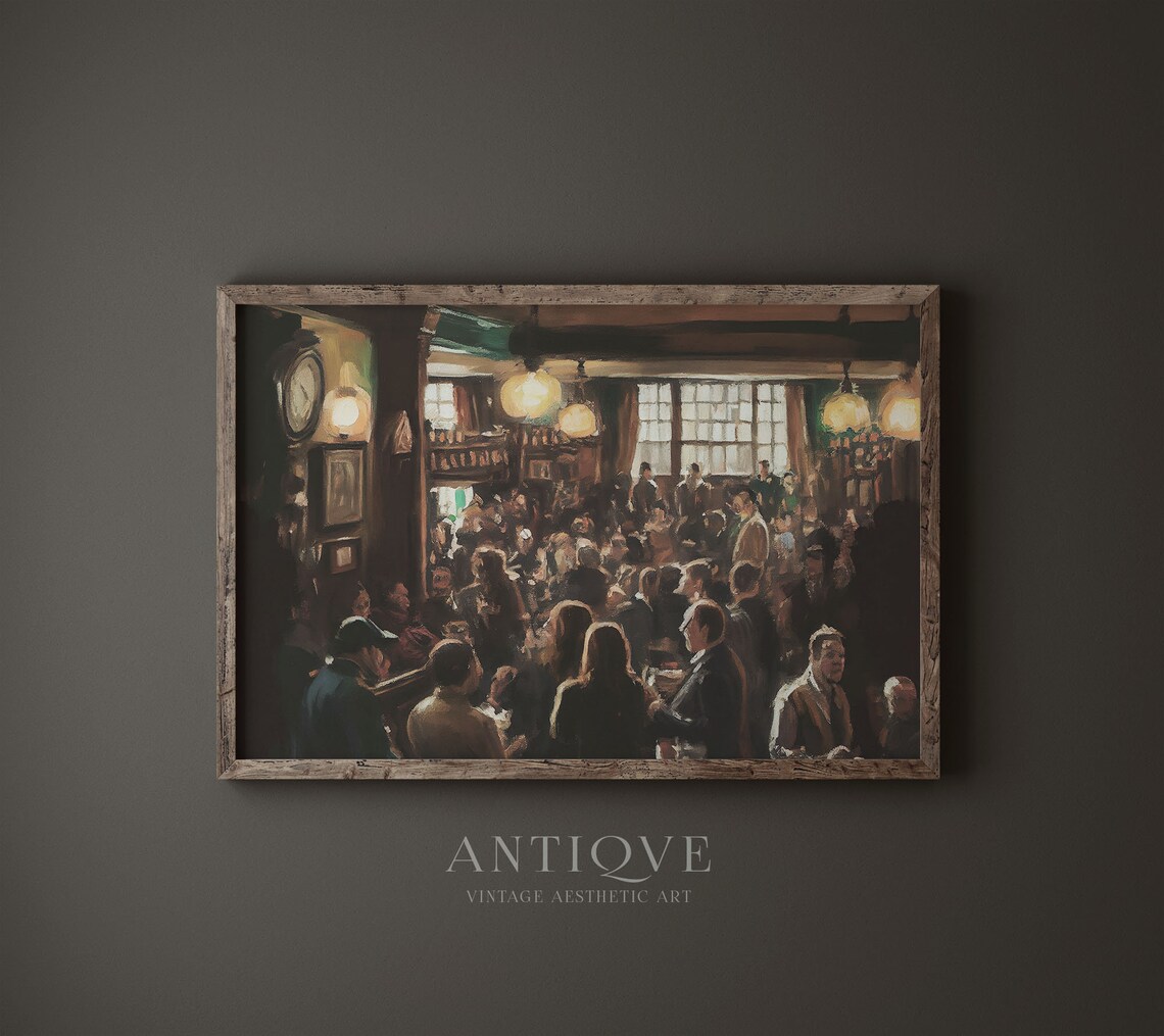 Crowded Irish Pub Painting, Traditional Ireland Art Print - Image 4