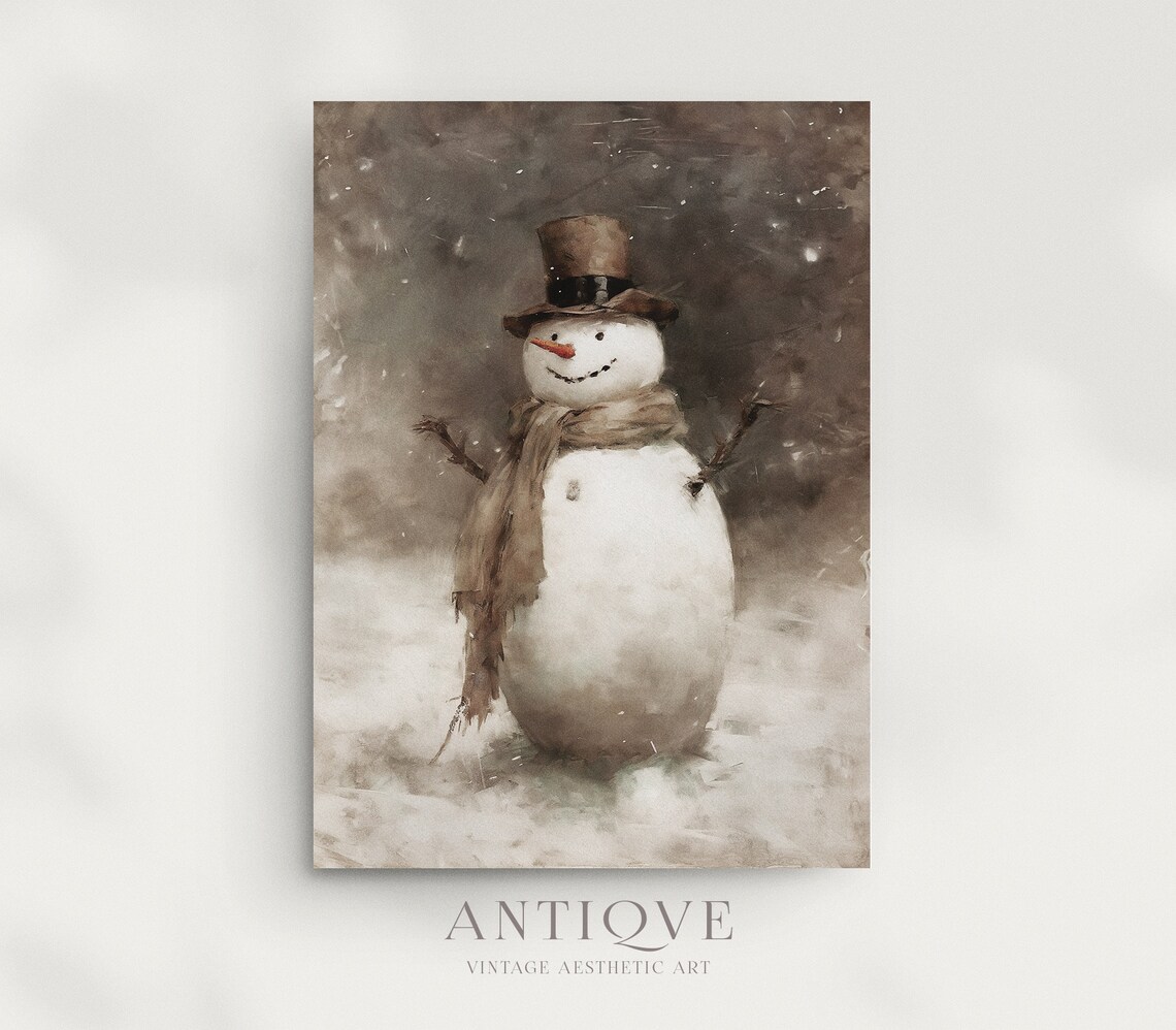 Winter Snowman Painting, Rustic Christmas Decor - Image 3