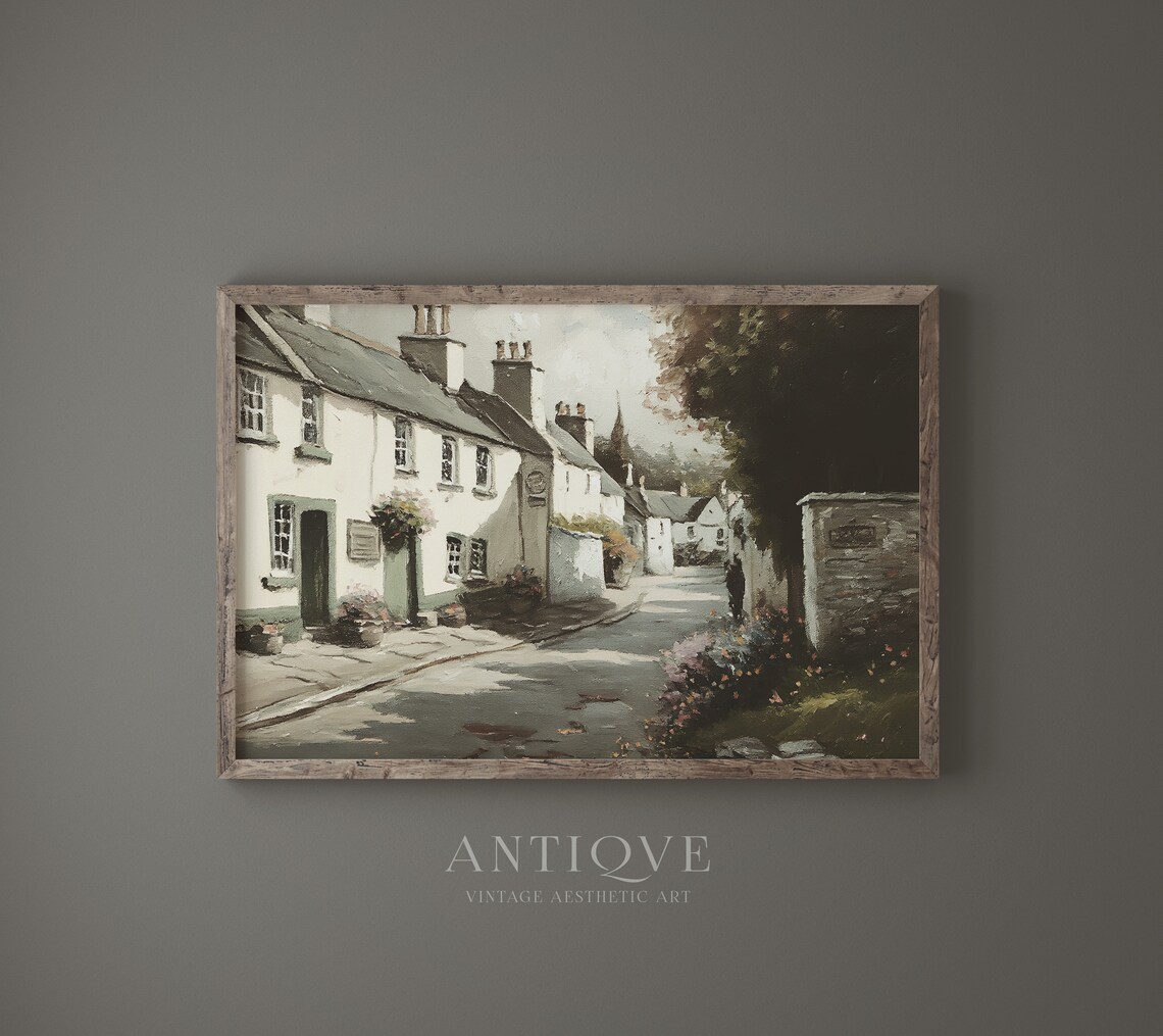 Irish Vintage Village Street With Flowers, Art Print - Image 4