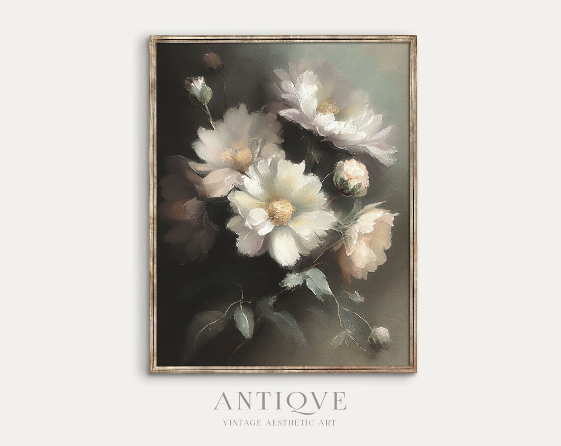White And Pink Flowers Still Life Art Print