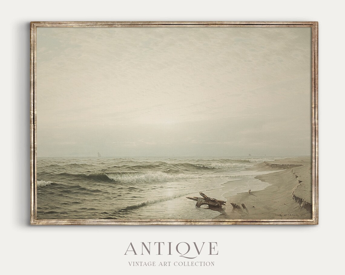 Antique Coastal Vintage Sea Waves Art Print