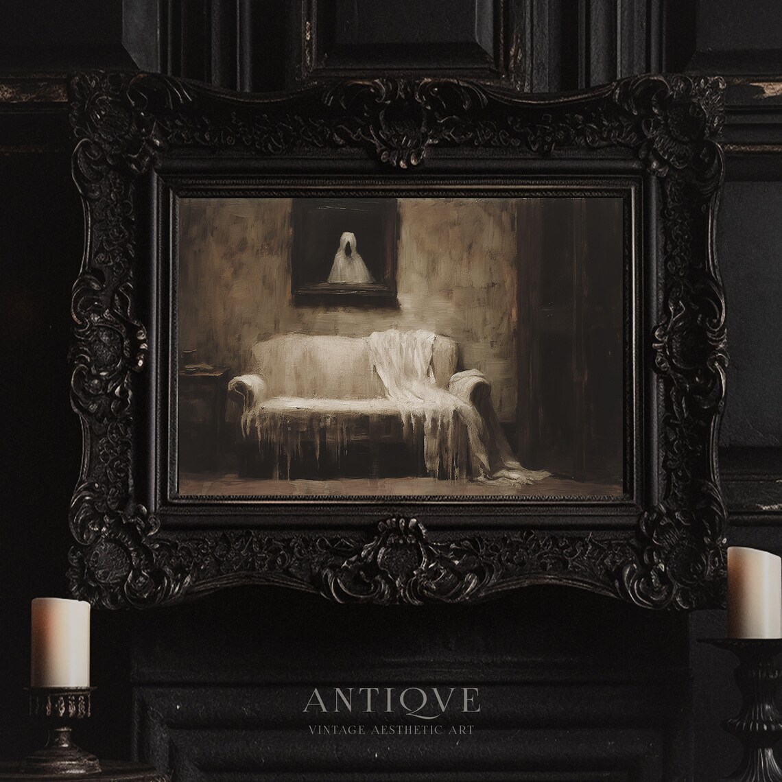 Creepy Hallowing Painting Ghost Presence, Goth Art - Image 4