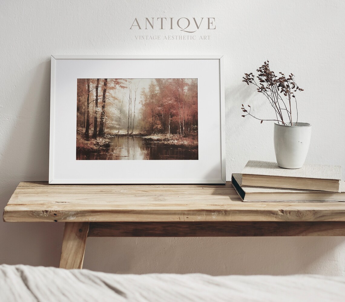 Calm Autumn Lake Art Print, Rustic Autumn Decor - Image 4