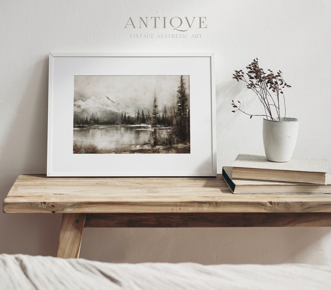 Winter Snowy Landscape Painting, Rustic Christmas Decor - Image 4