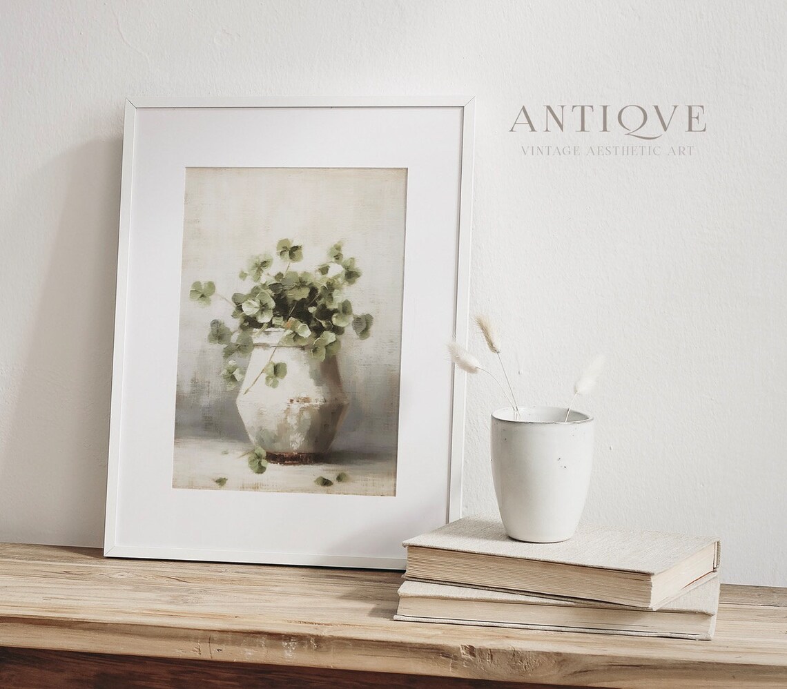 Rustic Clover Plant Neutral St. Patrick's Art Print - Image 4