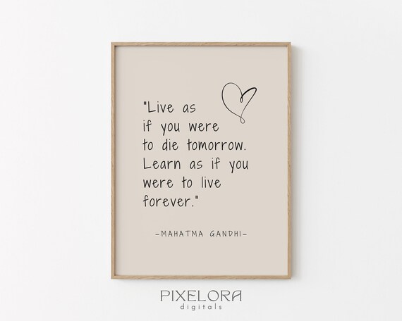 Mahatma Gandhi Quote Inspirational Wall Art Motivational Poster Famous Life Encouraging Print Decor