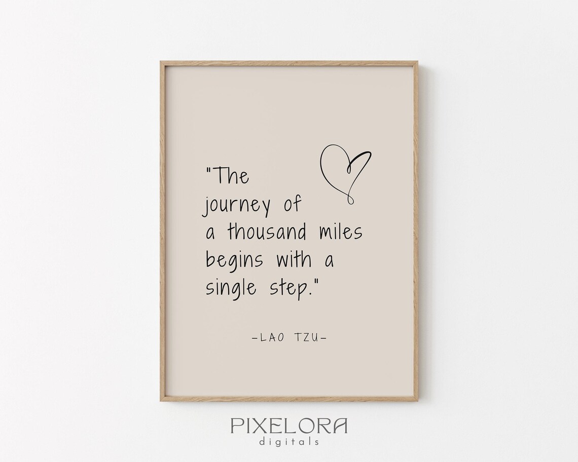 Lao Tzu Thousand Miles Journey Quote Inspirational Motivational Poster