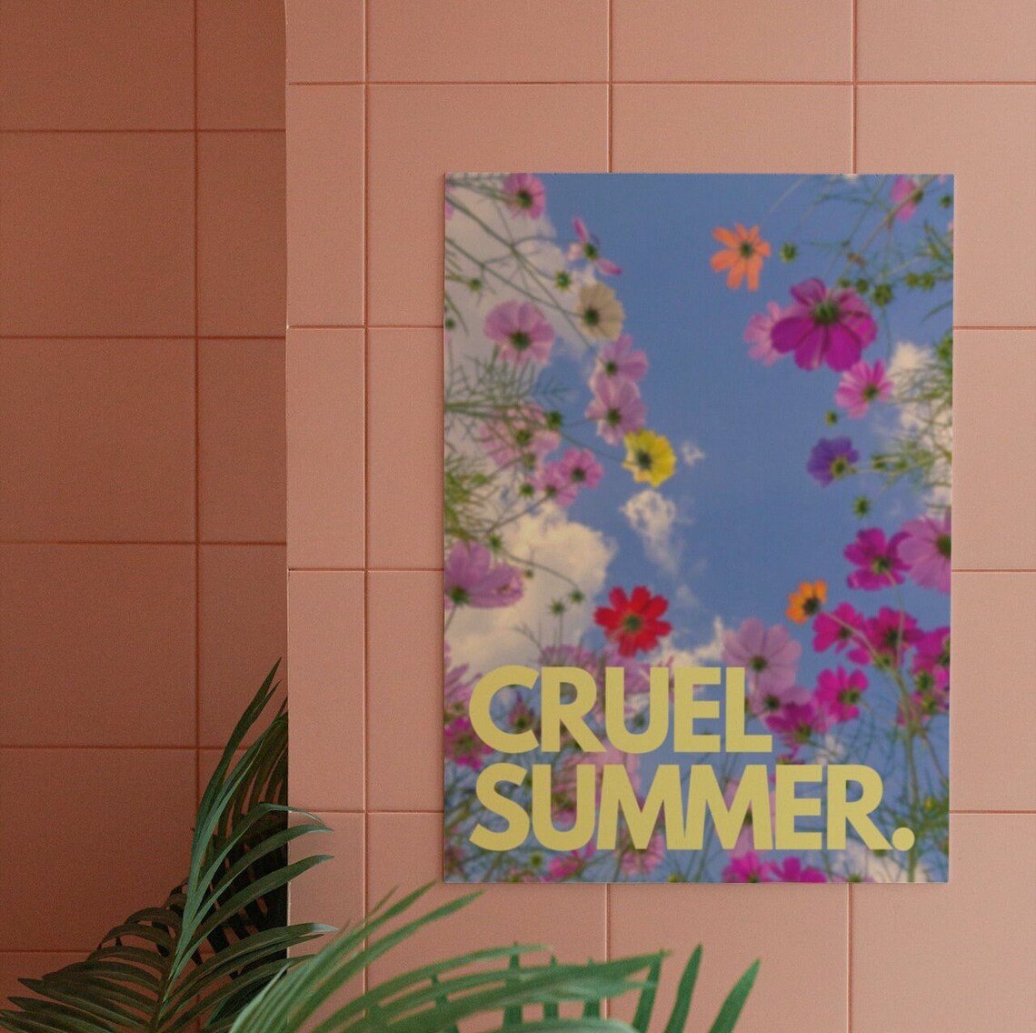 Taylor Swift Cruel Summer Floral Song Lyric Yellow Type Poster
