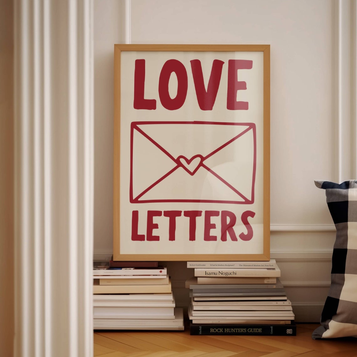 Love Letters Red Envelope Typography Mid Century Romance Art Poster - Image 2