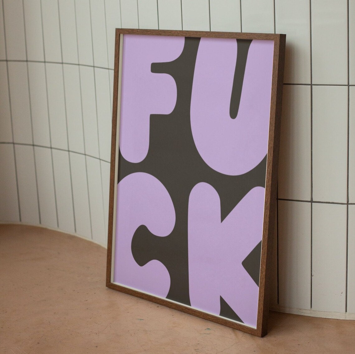 Fck Wall Print Funny Wall Art Funky Dorm Room Decor Purple Prints Large Art Retro Prints - Image 2