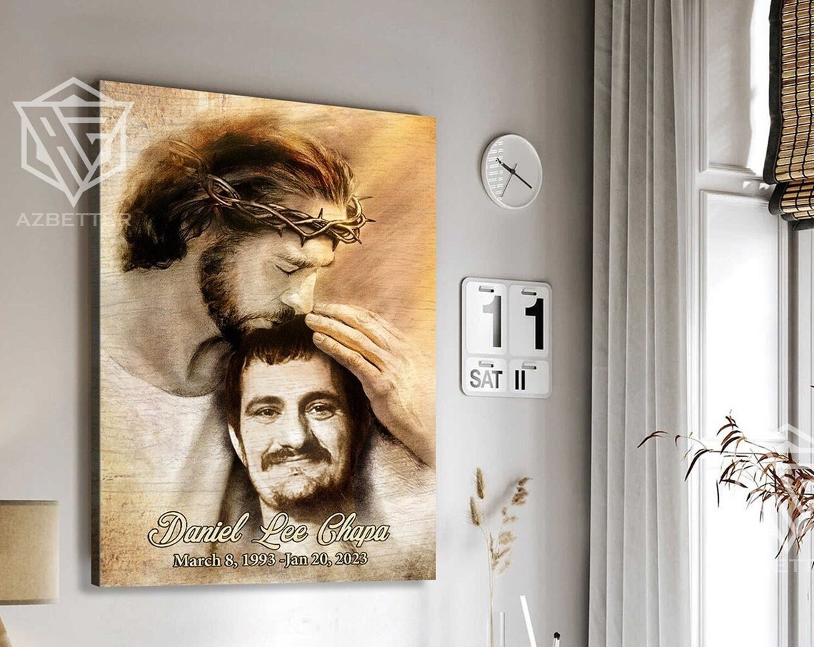 File Personalized Heaven Painting Safe In The Arms Of Jesus Christian Memorial Loss Of Mother Father Grandma In Heaven - Image 2