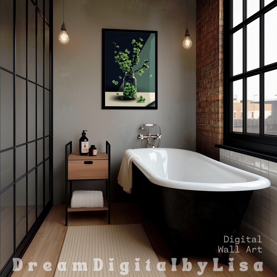 Sage Green Abstract Zen Office Decor, Modern Floral Art - Image 2