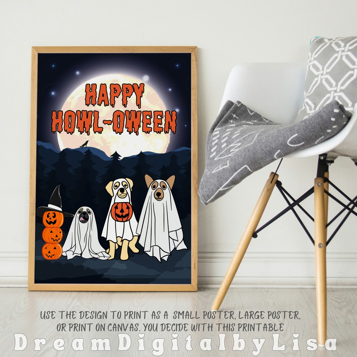 Halloween Dog Print Happy Howl Oween Ghost Dog Print Funny Dog Poster Dog Poster Dog Lover Gifts Dogs Print - Image 2