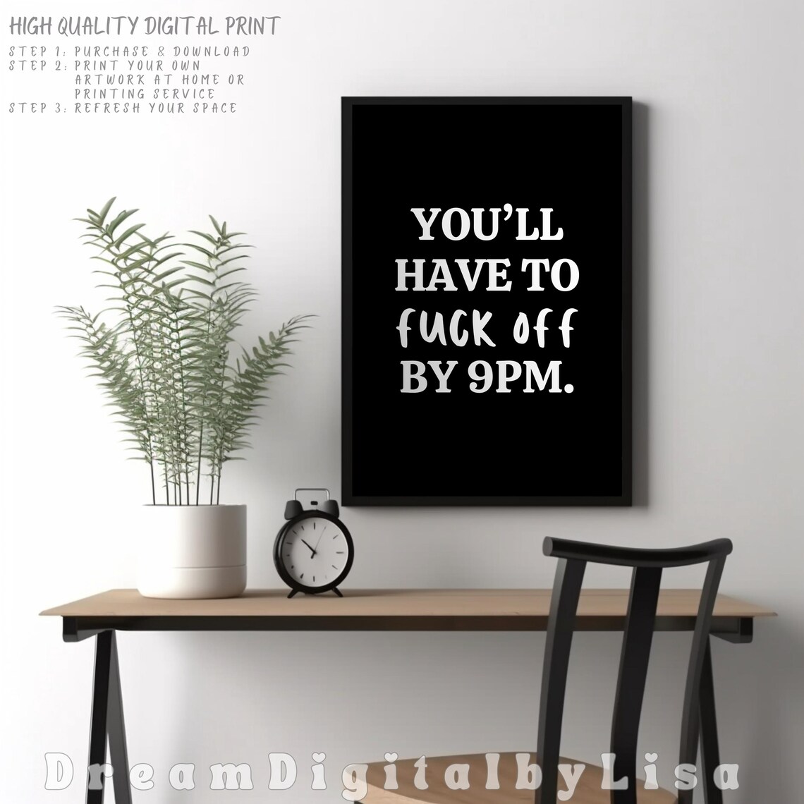 Youll Have To F Off By 9PM Poster Sarcastic Rude Humor Quote Art - Image 4