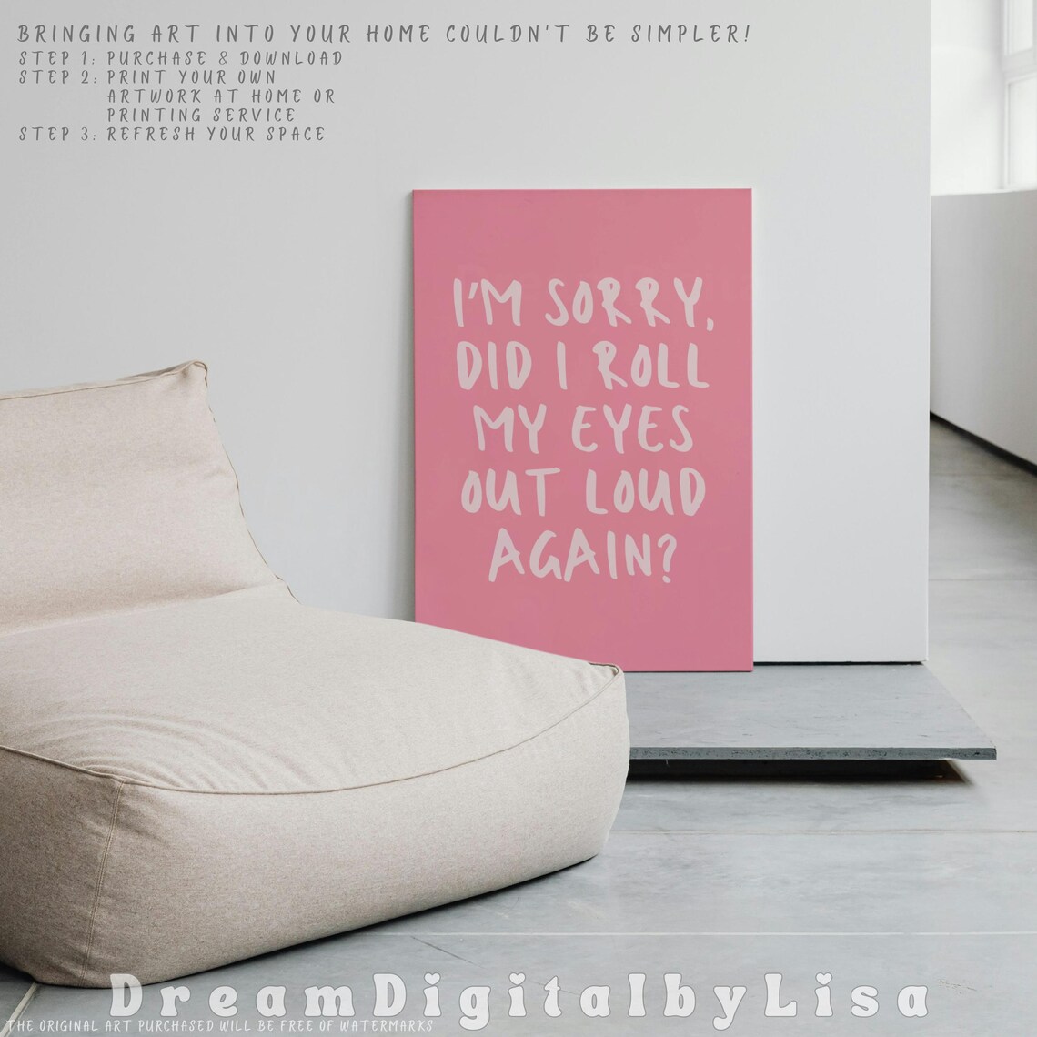 Sarcastic Humour Quote Print, Girls Bedroom Decor - Image 3