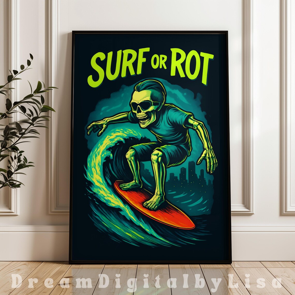 Skeleton Surf, Cool Teen Room Art Print
