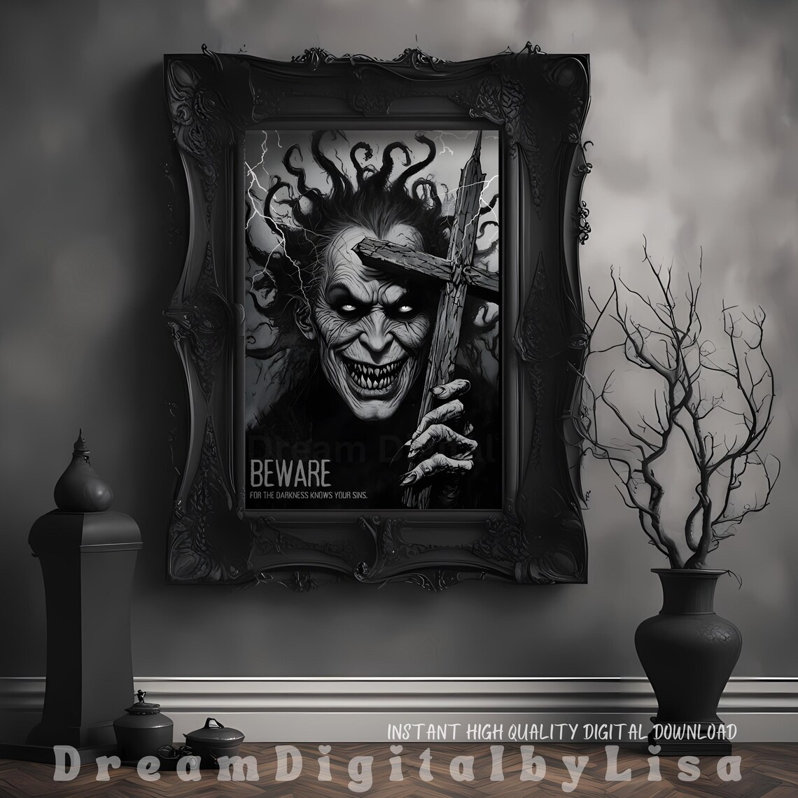 Scary Priest Halloween Art Print, Dark Academia - Image 2