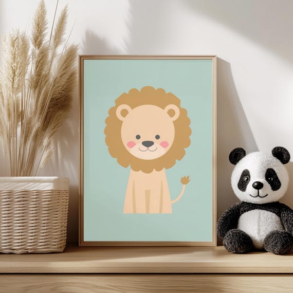 Safari Animal Nursery Wall Art Set Of 3 Prints Lion Giraffe Zebra Neutral Baby Room Decor Jungle