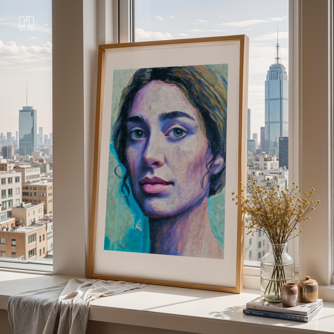 Painterly Woman Portrait Purple Contemporary Modern Gallery Art Print