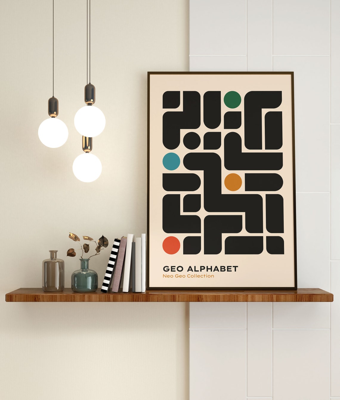 Geo Alphabet Bauhaus Minimalist Geometric Black Shapes Art Print - Image 3