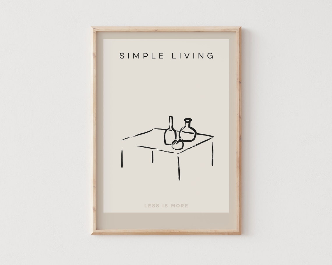 Simple Living Minimalist Ink Line Drawing Bottles Table Wall Print