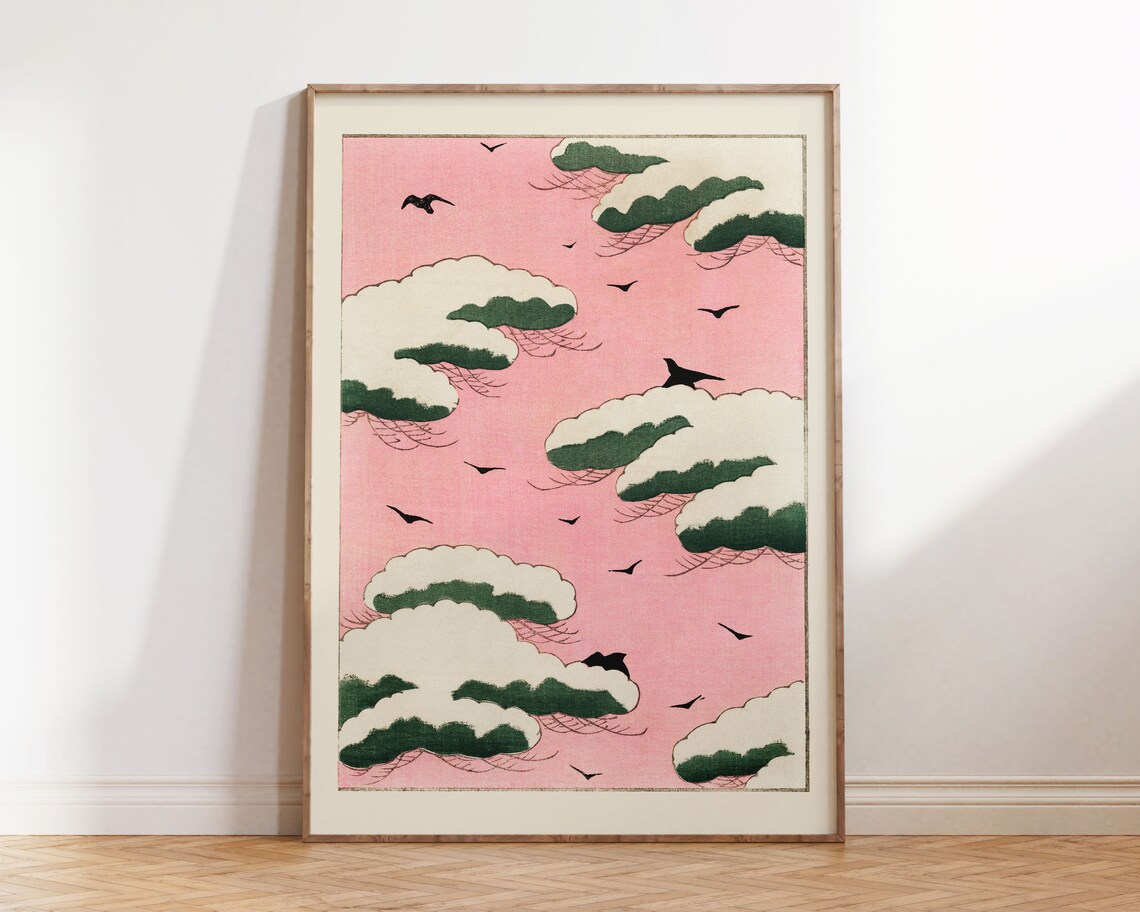 Pink Japanese Retro Vintage Poster Art Print