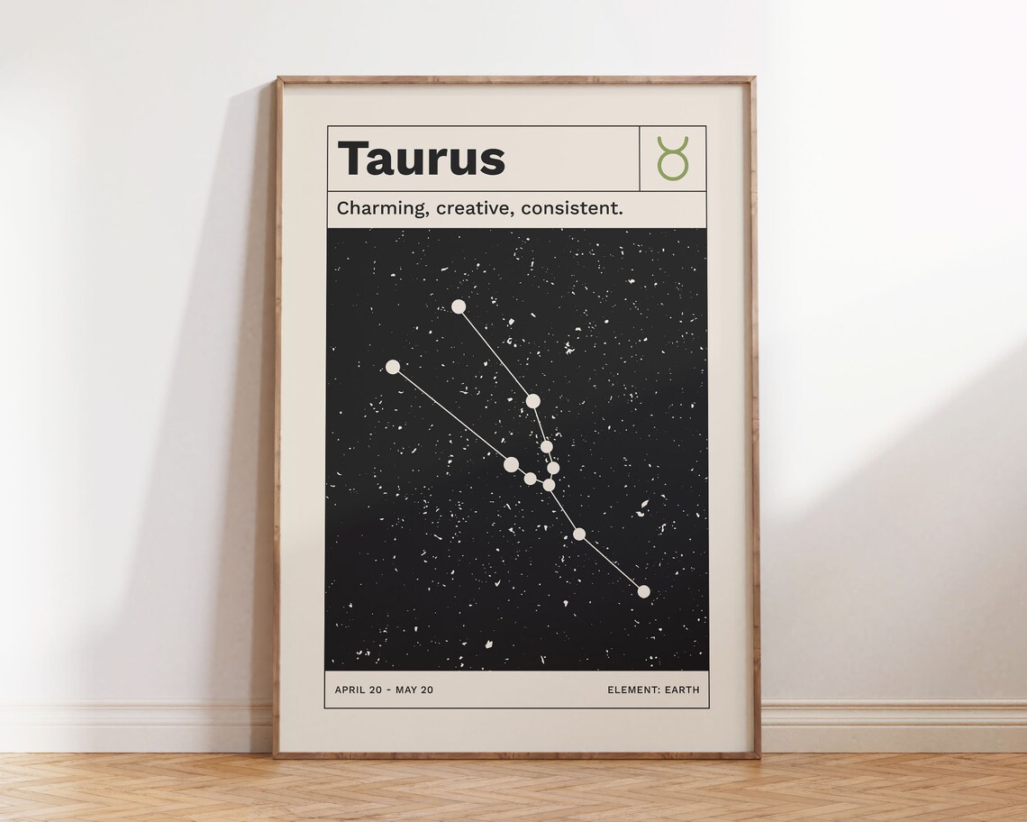 Taurus Horoscope Retro Zodiac Art Print