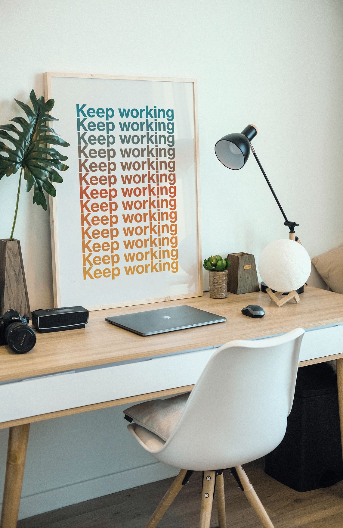 Keep Working Gradient Typography Motivational Home Office Poster