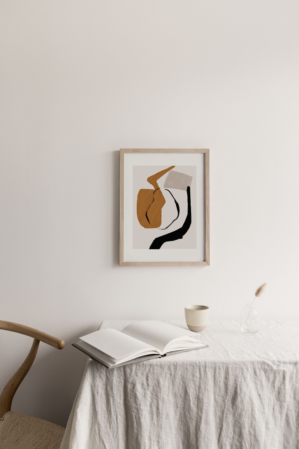 Warm Neutral Abstract Organic Shapes Modern Minimalist Wall Print - Image 2