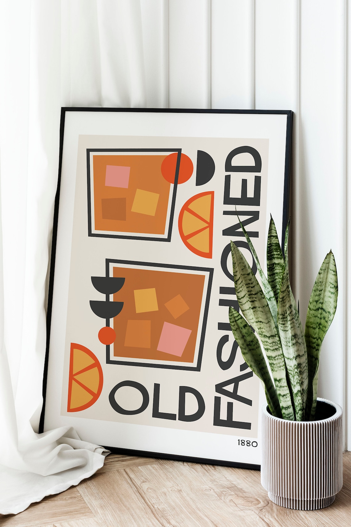 Old Fashioned Cocktail Minimalist Mid-Century Art Print - Image 2
