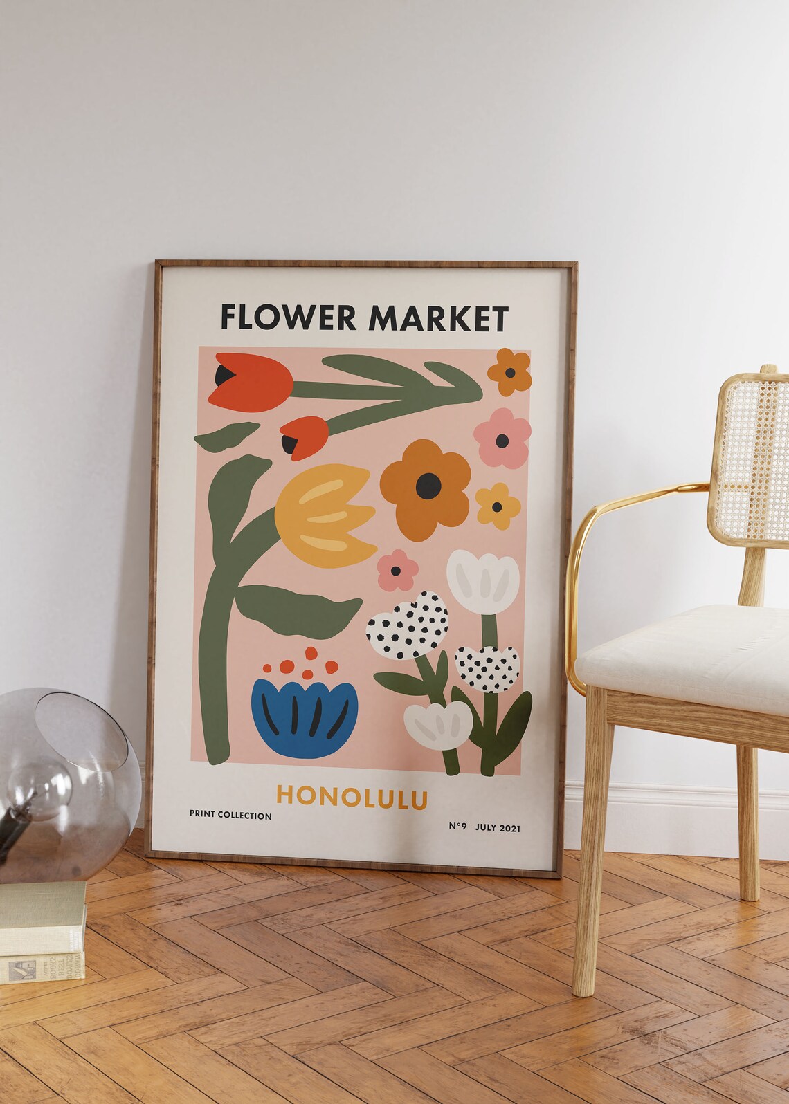 Flower Market Honolulu Retro Floral Art Print - Image 2