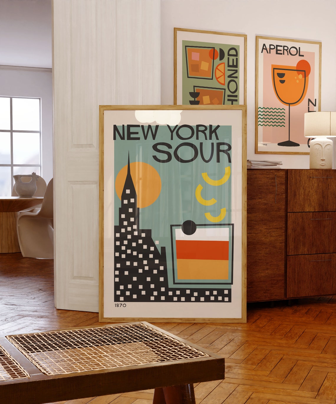 New York Sour 1870 Retro Classic Cocktail Kitchen Bar Art Poster - Image 2