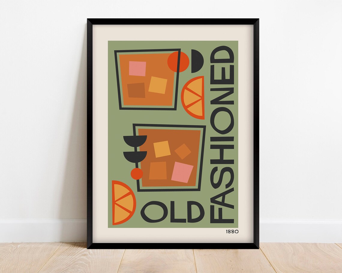 Old Fashioned Cocktail Retro Kitchen Poster