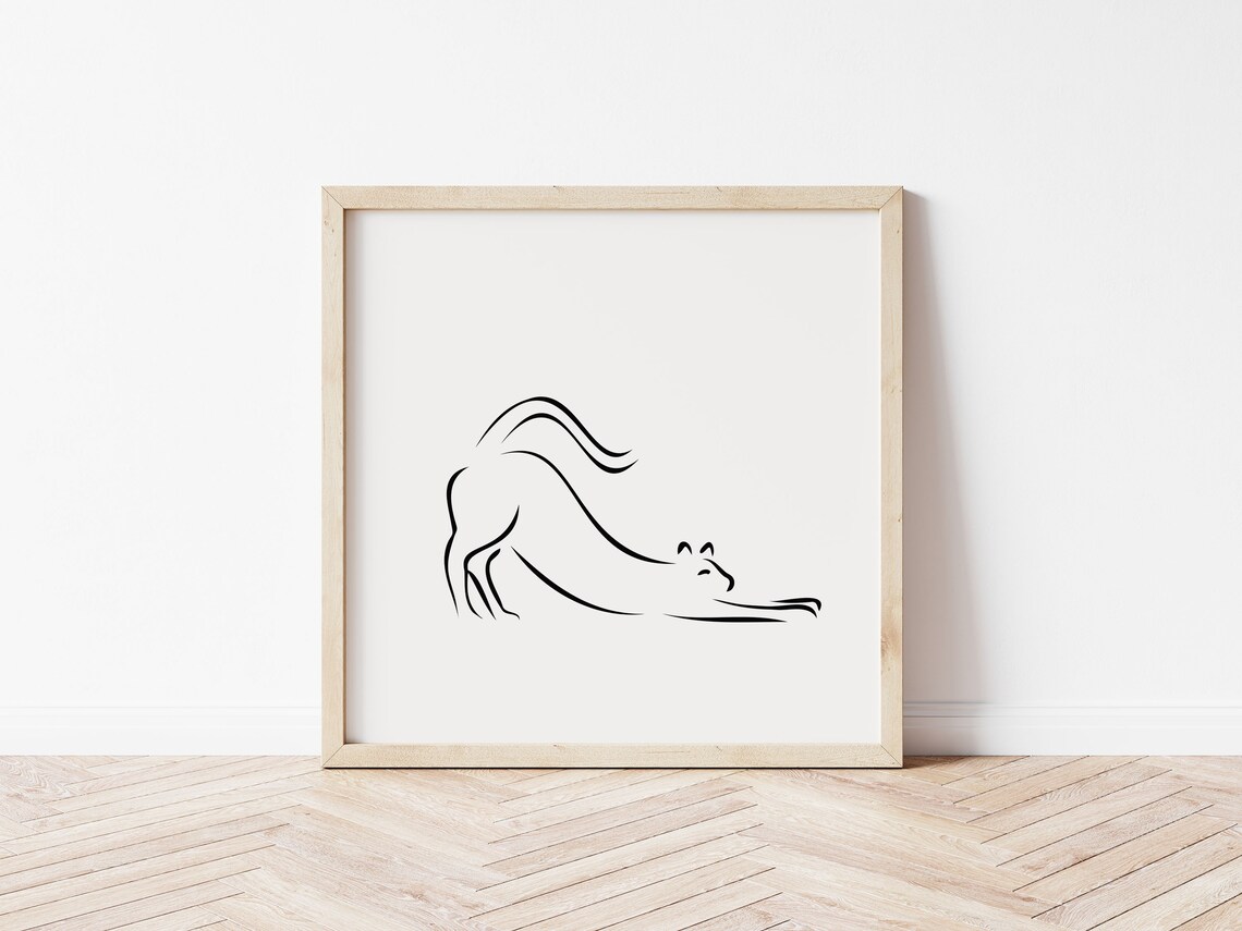 Picasso Cat Line Art Print, Minimalist Black White - Image 2