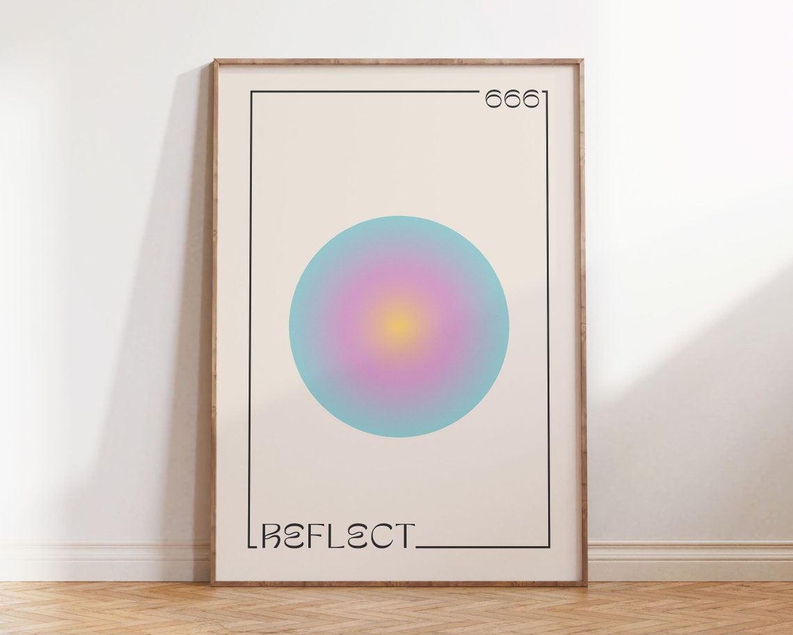 Angel Number 666 Reflect Minimal Aura Gradient Spiritual Wall Art