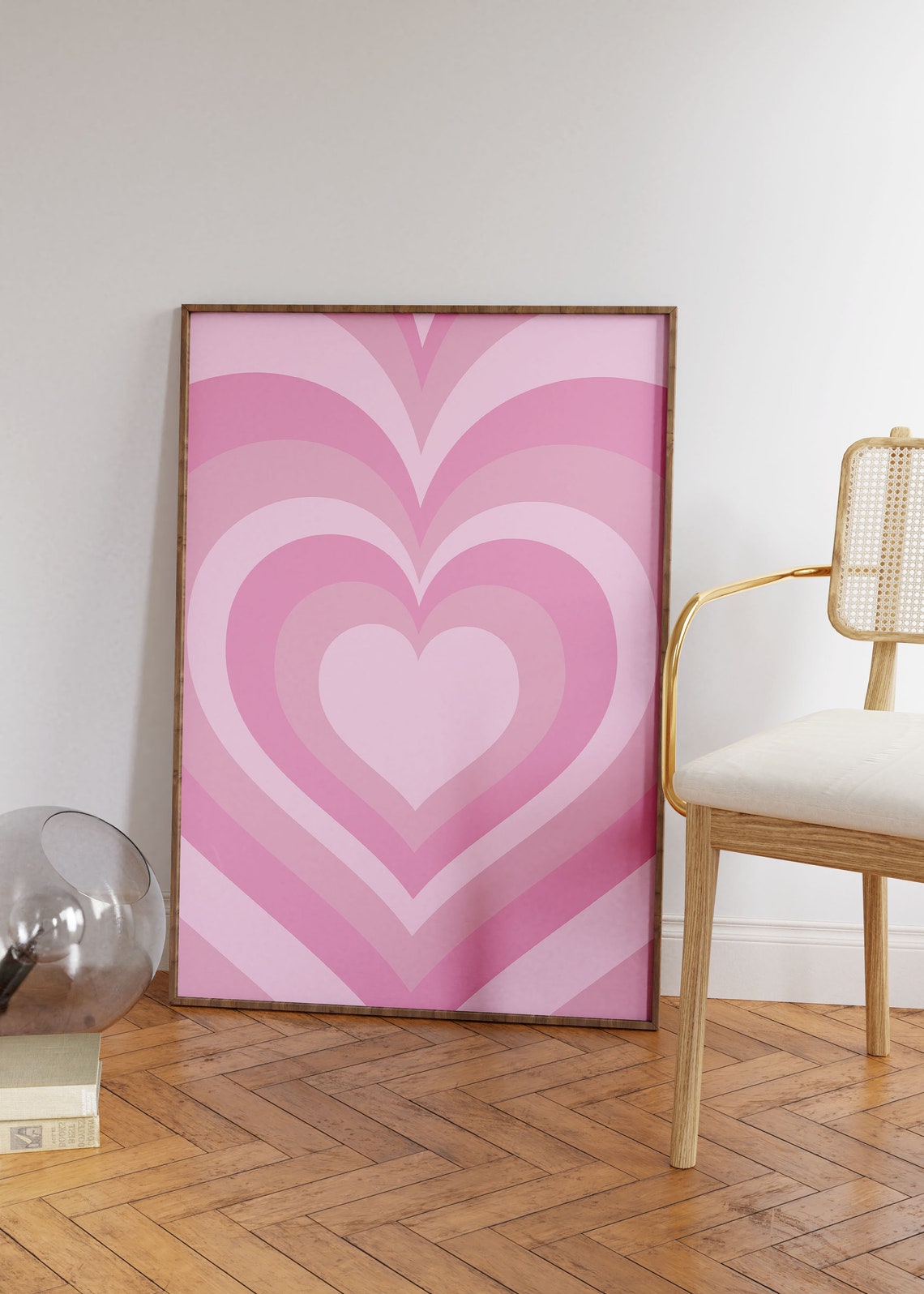 Pink Concentric Hearts Retro Girly Dorm Room Aesthetic Poster - Image 3