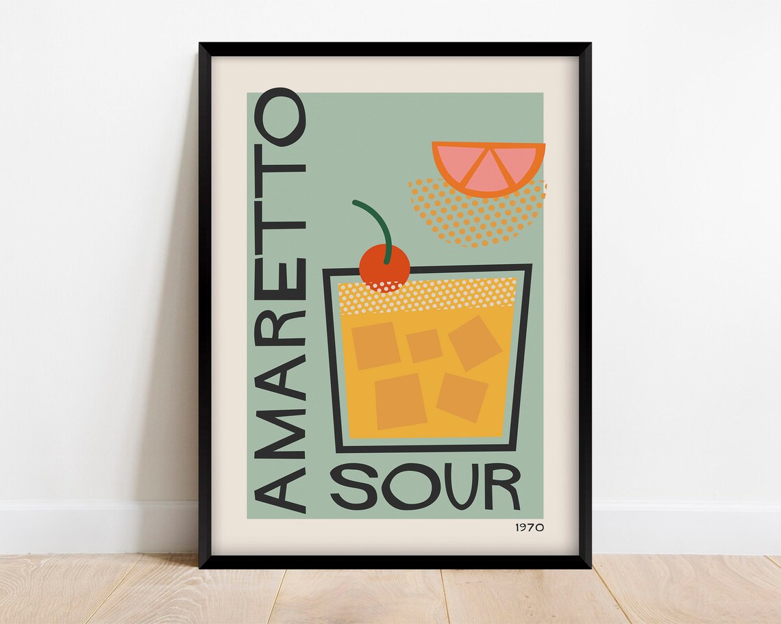 Amaretto Sour Mid-Century Modern Kitchen Art Print