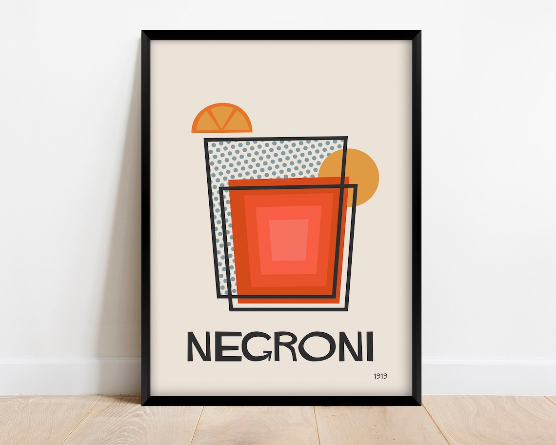 Negroni Cocktail Mid-Century Modern Art Print