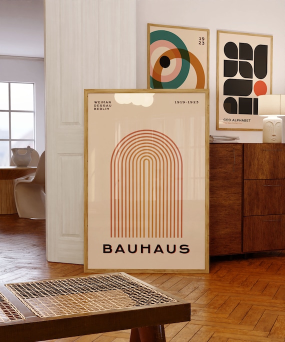 Bauhaus Retro Art Print 1923 Minimalist Mid Century Modern Wall Art Geometric Abstract Print Modern Living Room Decor