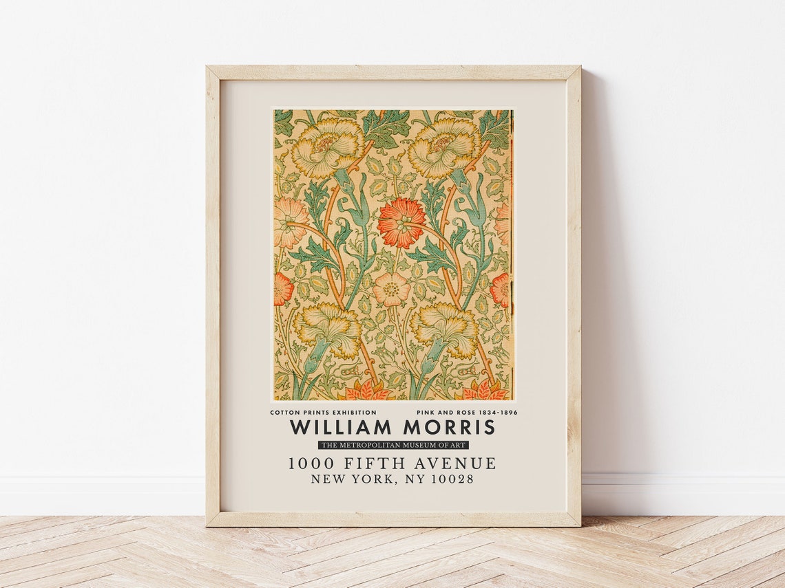William Morris Pink and Rose Botanical Floral Exhibition Poster - Image 2